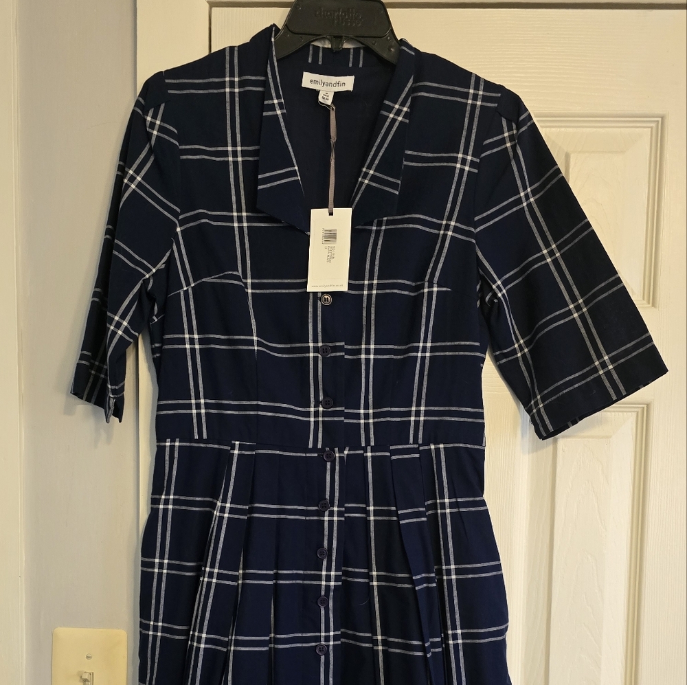 Emily and Fin Tilly dress in navy plaid - Picture 3 of 6